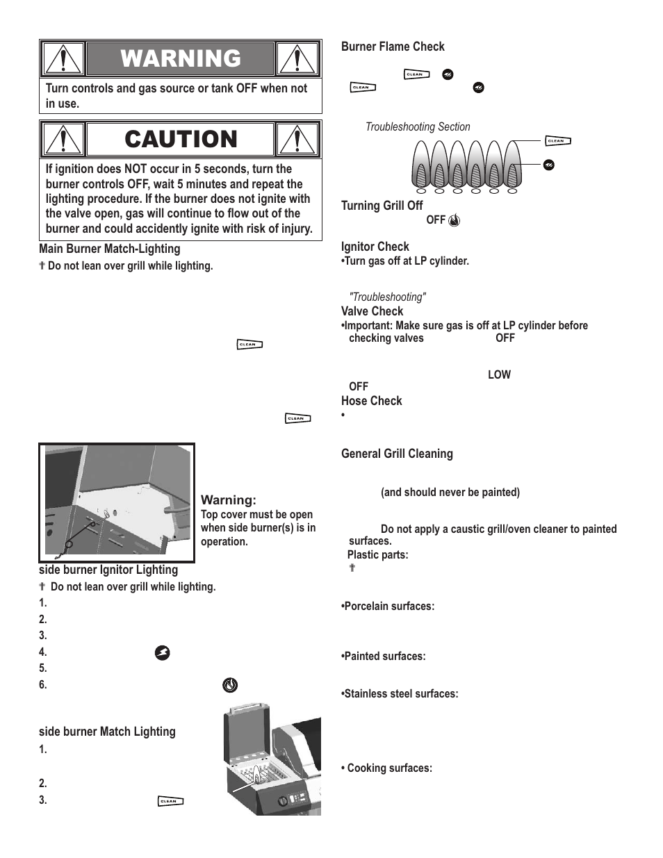 Caution, Warning | Char-Broil RED 463250308 User Manual | Page 8 / 32