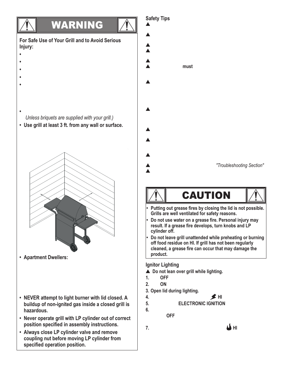 Warning, Caution | Char-Broil 463271309 User Manual | Page 7 / 32