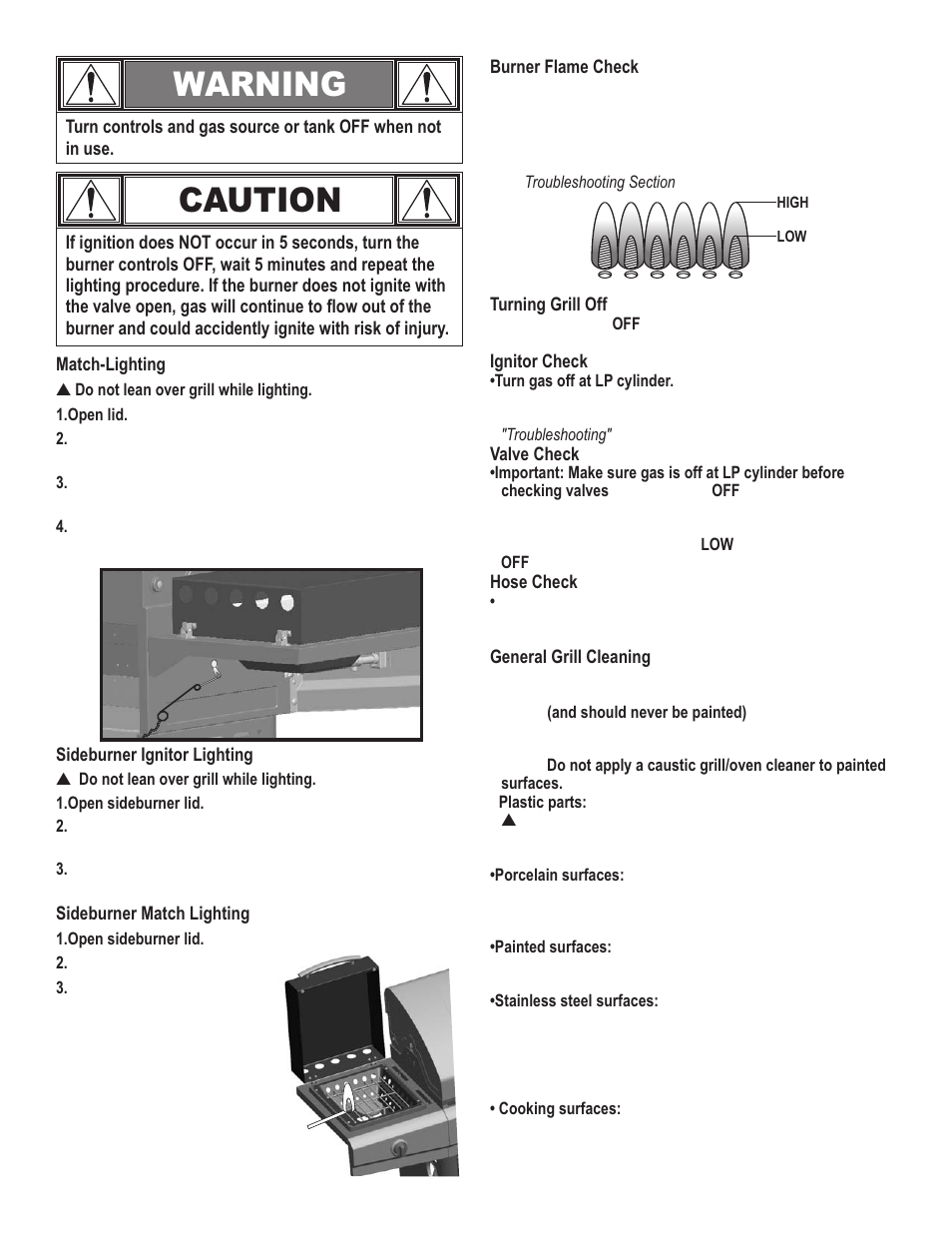 Caution, Warning | Char-Broil 463271309 User Manual | Page 8 / 32