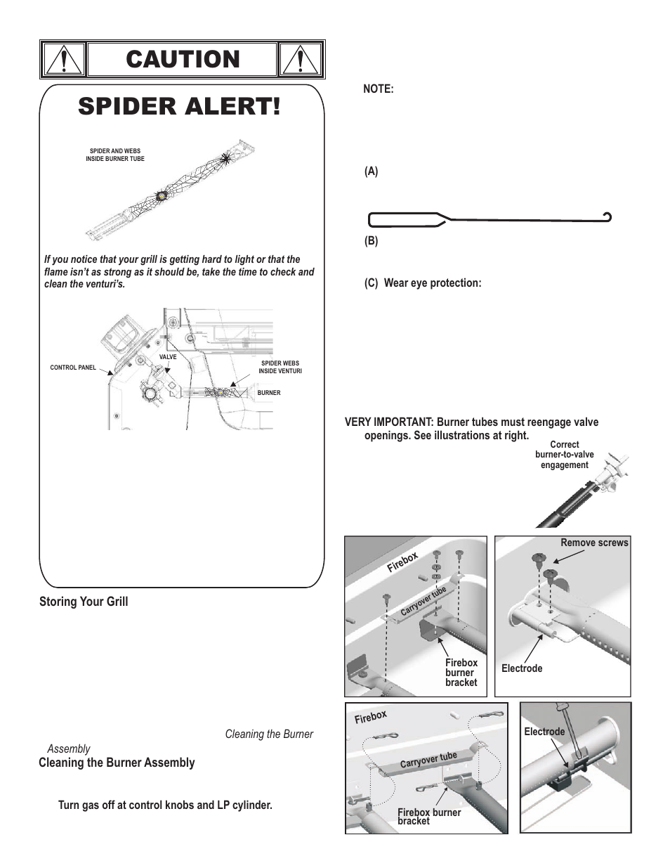 Caution, Spider alert | Char-Broil 463271309 User Manual | Page 9 / 32