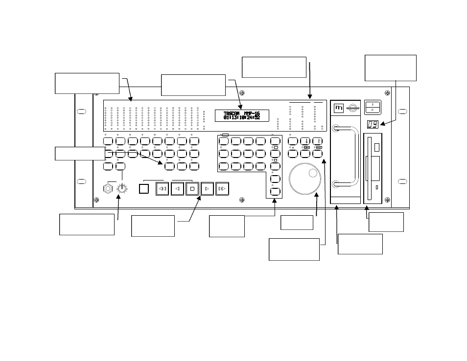 Mmp-16 front panel, Key groups and displays, Removable hard drive | Tascam, Mmp-16 | Teac MMR-16 v4.0 User Manual | Page 44 / 163