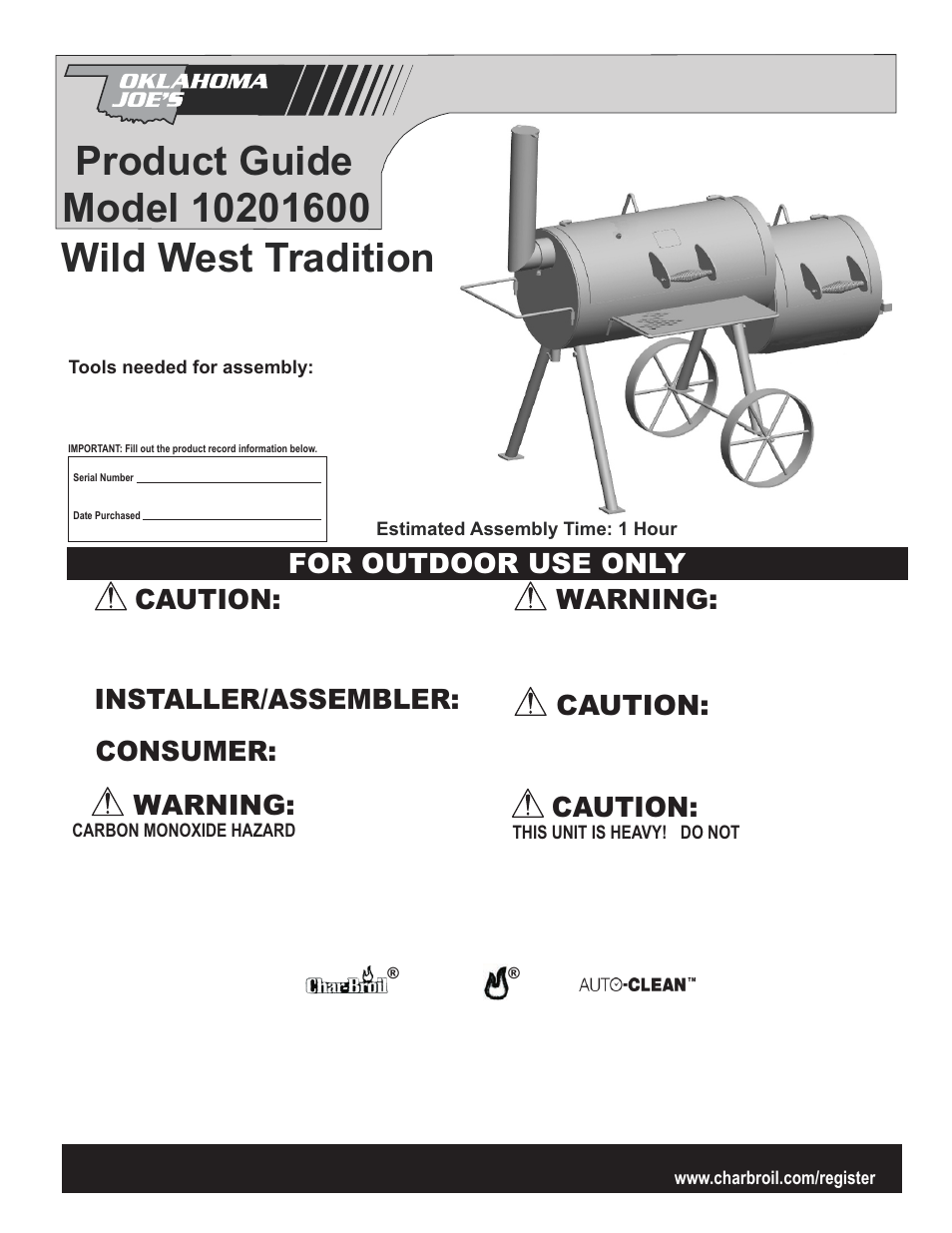 Char-Broil WILD WEST TRADITION 10201600 User Manual | 16 pages