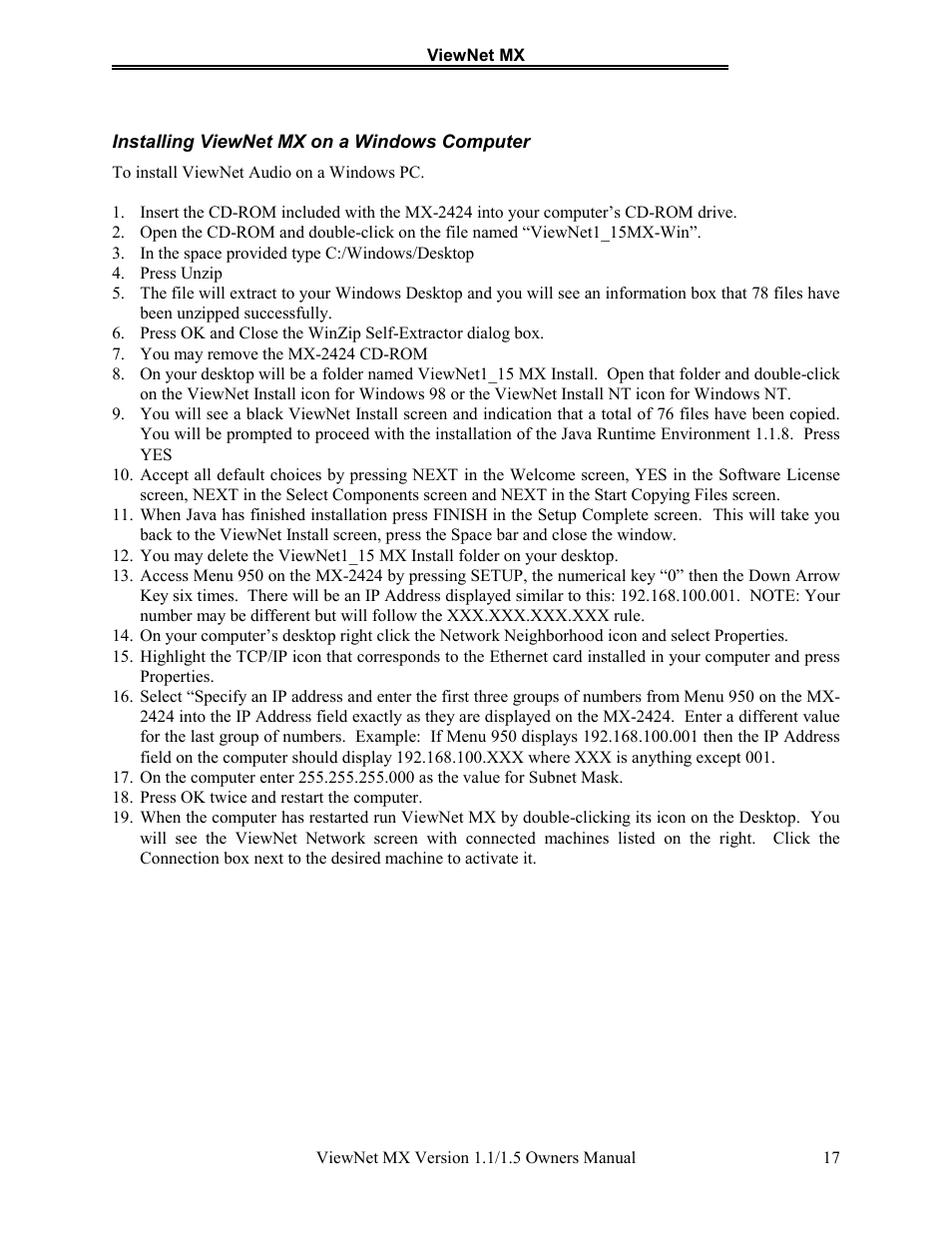 Teac MX-2424 v1.15 User Manual | Page 17 / 121