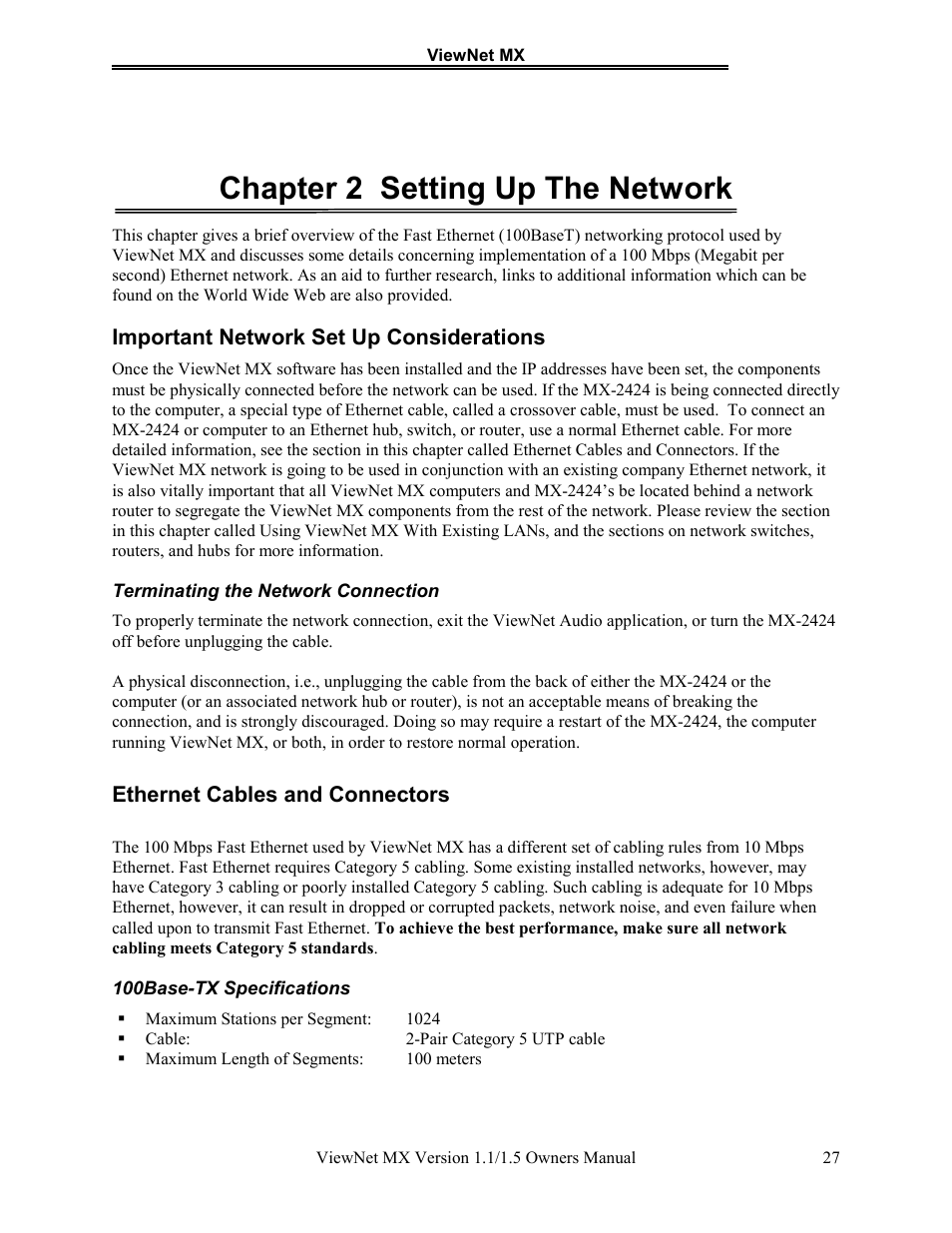 Chapter 2 setting up the network | Teac MX-2424 v1.15 User Manual | Page 27 / 121