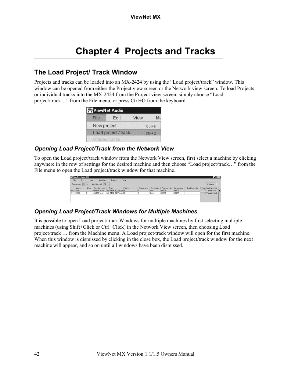 Chapter 4 projects and tracks | Teac MX-2424 v1.15 User Manual | Page 42 / 121