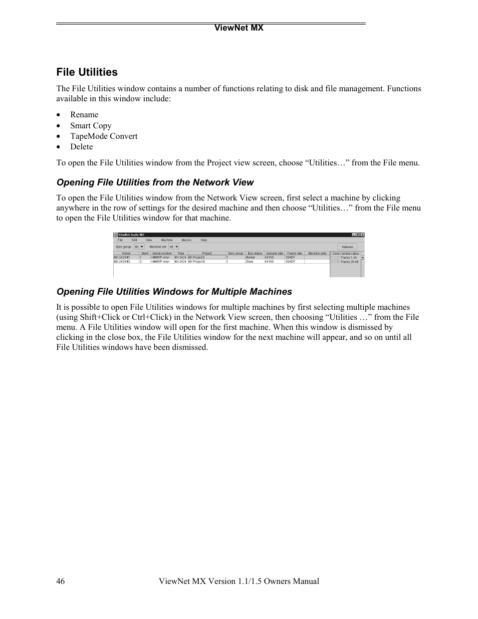 File utilities | Teac MX-2424 v1.15 User Manual | Page 46 / 121