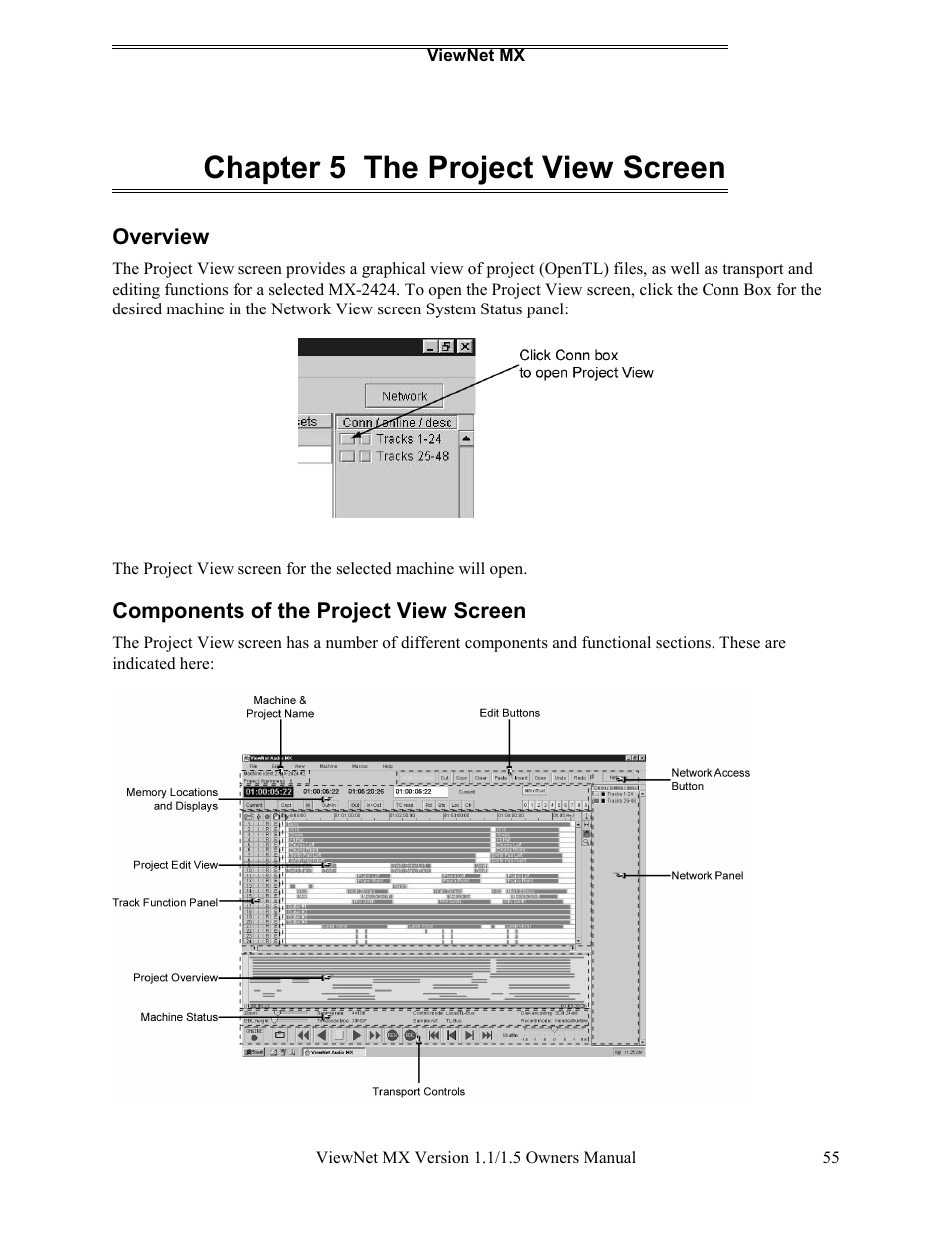 Chapter 5 the project view screen | Teac MX-2424 v1.15 User Manual | Page 55 / 121
