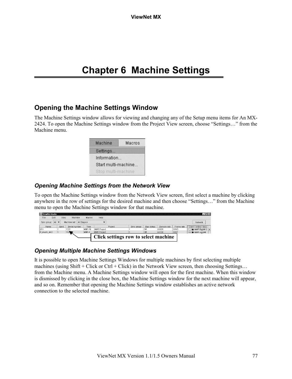 Chapter 6 machine settings | Teac MX-2424 v1.15 User Manual | Page 77 / 121