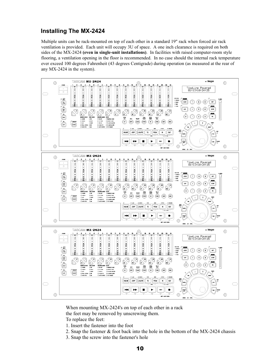 Installing the mx-2424 | Teac MX-2424 v1.04 User Manual | Page 10 / 67