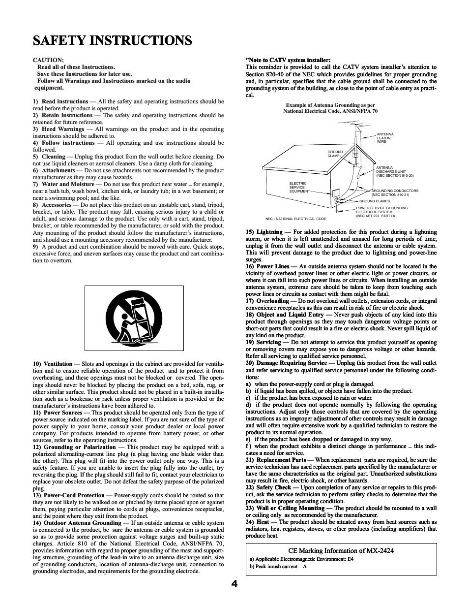 Safety instructions | Teac MX-2424 v1.04 User Manual | Page 4 / 67
