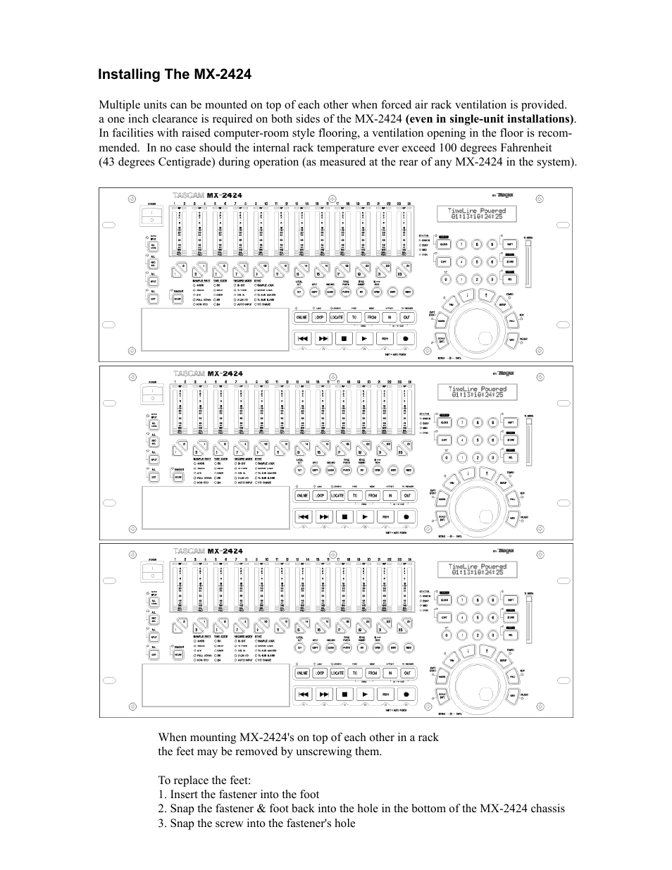 Teac MX-2424 Installation v1.01 User Manual | 5 pages