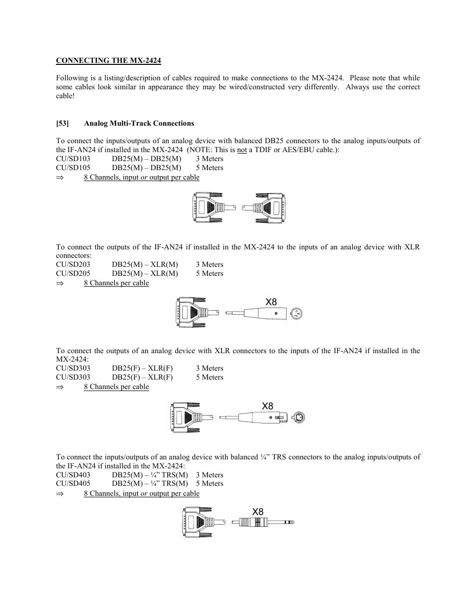 Connecting the mx-2424, 53] analog multi-track connections | Teac MX-2424 Installation v1.01 User Manual | Page 2 / 5