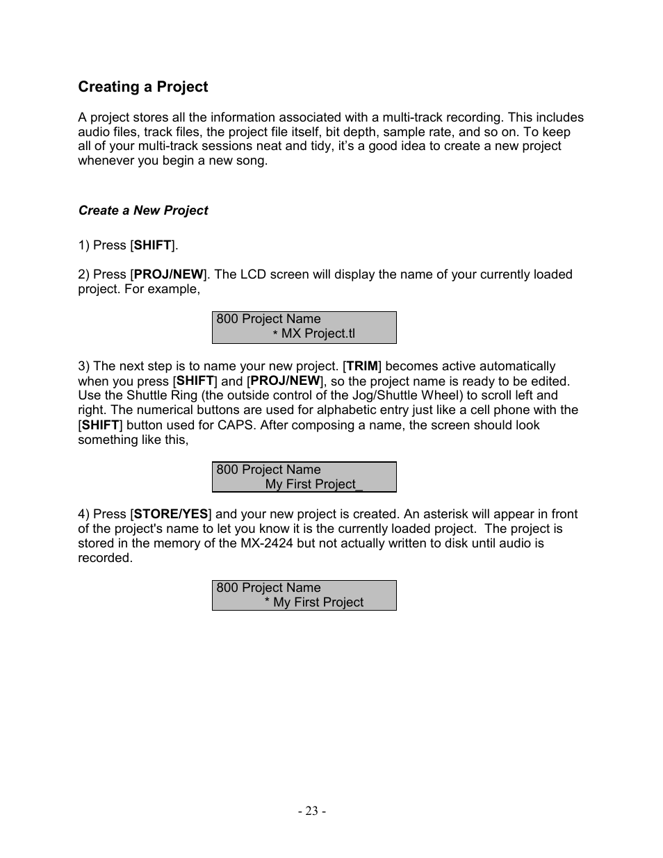 Creating a project, Create a new project | Teac MX-2424 Tutorial User Manual | Page 23 / 52