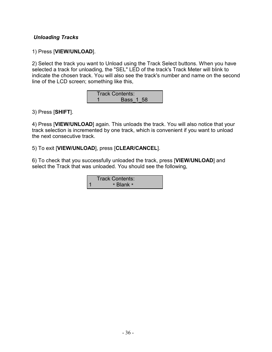 Unloading tracks | Teac MX-2424 Tutorial User Manual | Page 36 / 52