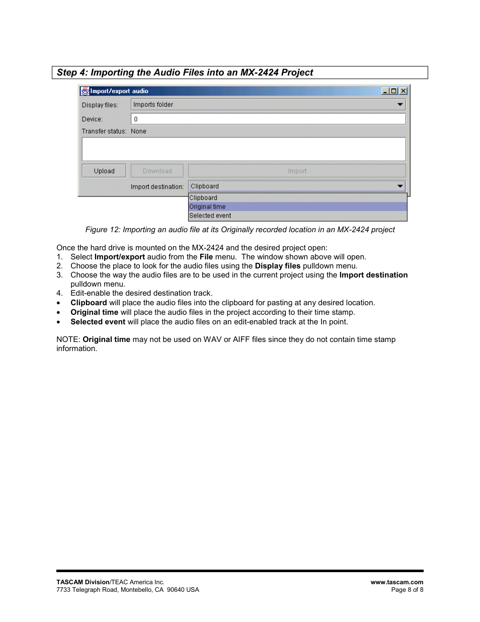 Teac MX-2424 Digidesign Pro Tools User Manual | Page 8 / 8