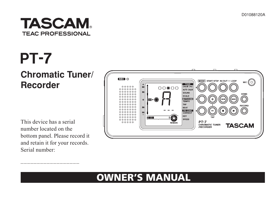 Teac PT-7 User Manual | 44 pages