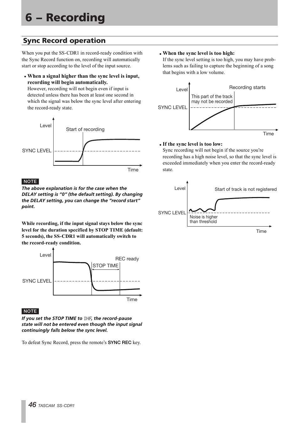 Sync record operation, 6 − recording | Teac SS-CDR1 User Manual | Page 46 / 88