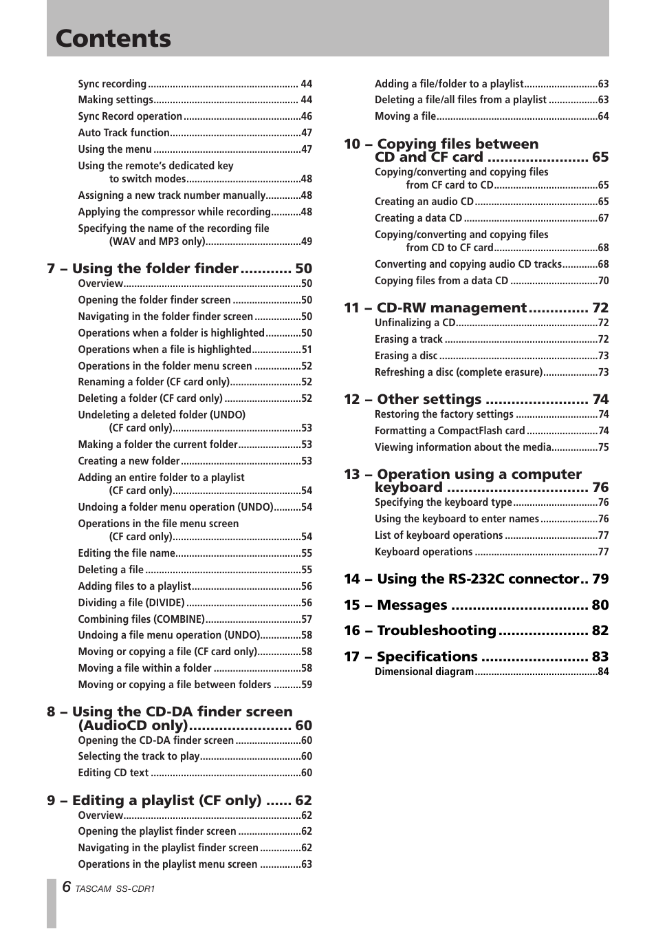 Teac SS-CDR1 User Manual | Page 6 / 88