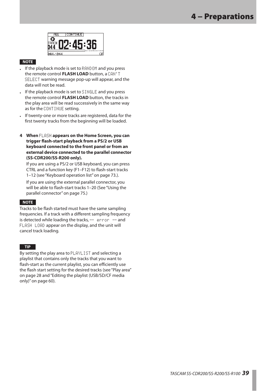 4 − preparations | Teac SS-CDR200 User Manual | Page 39 / 84