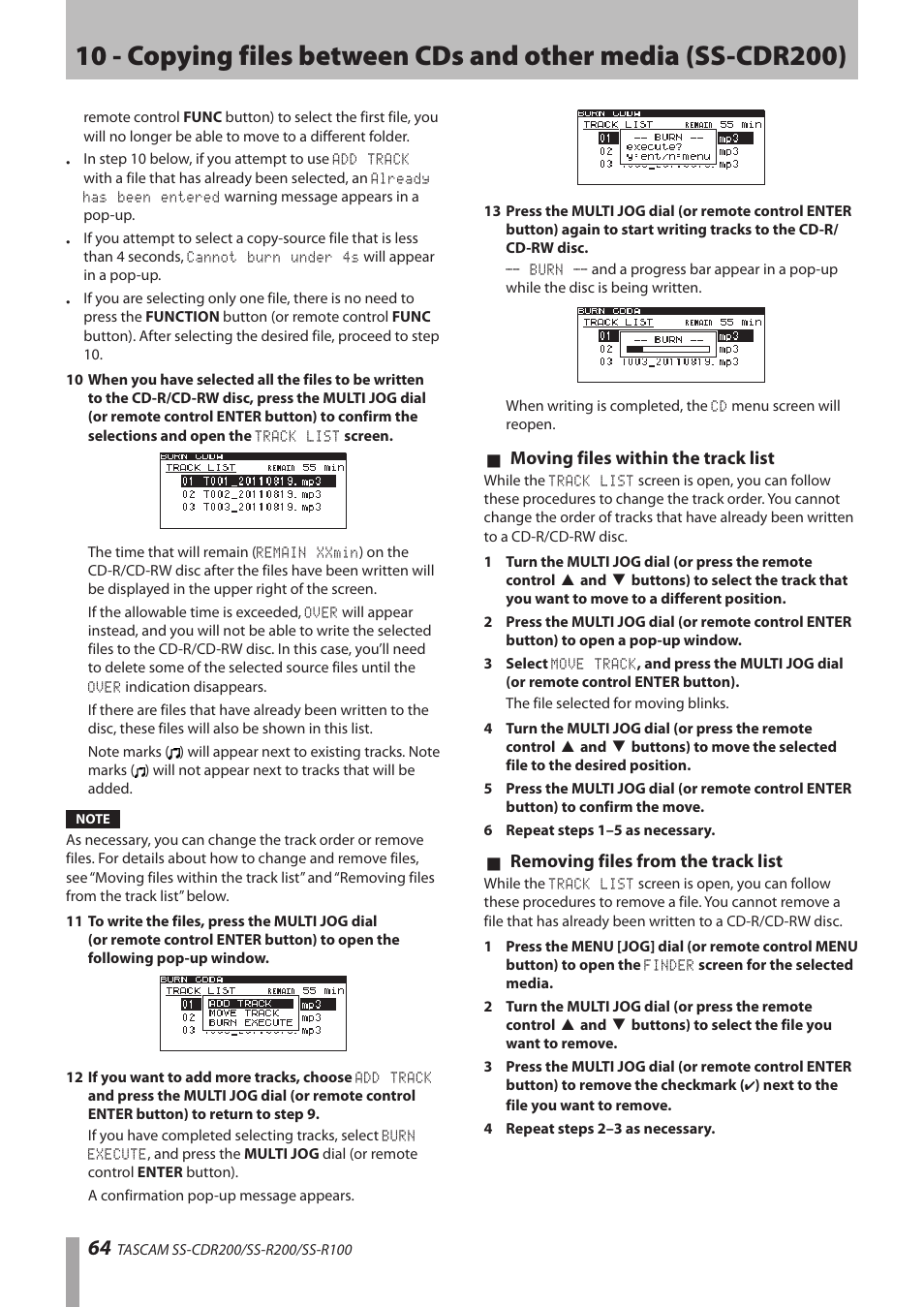 Teac SS-CDR200 User Manual | Page 64 / 84