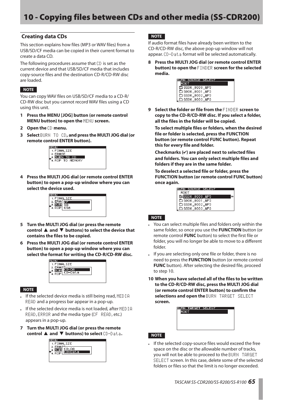 Creating data cds | Teac SS-CDR200 User Manual | Page 65 / 84