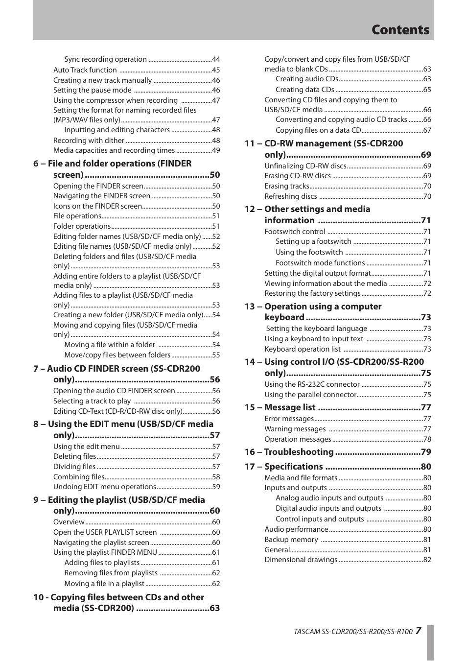 Teac SS-CDR200 User Manual | Page 7 / 84