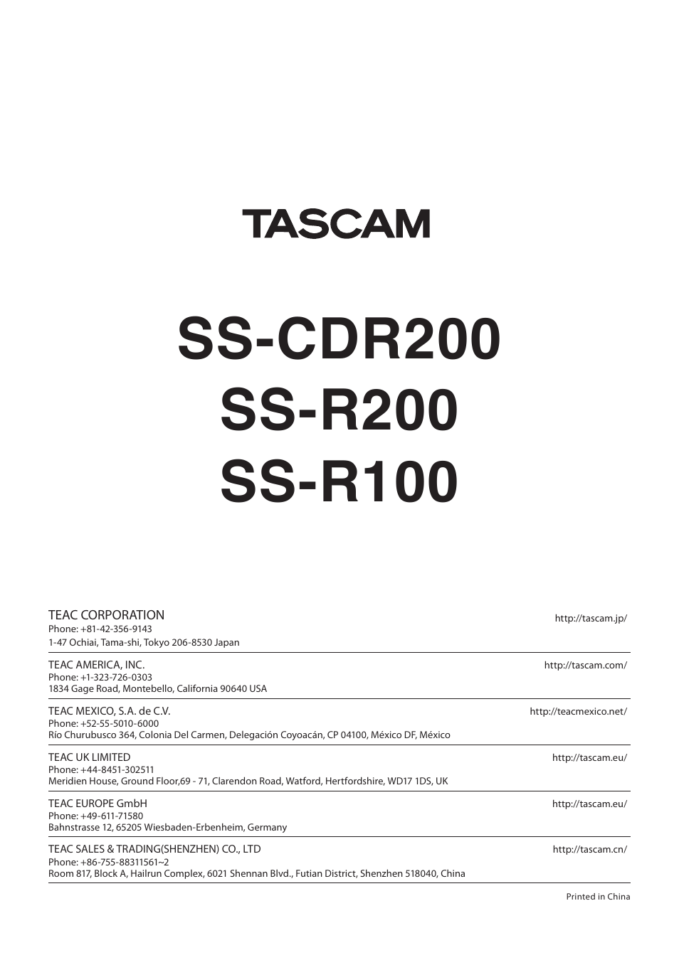 Teac SS-CDR200 User Manual | Page 84 / 84