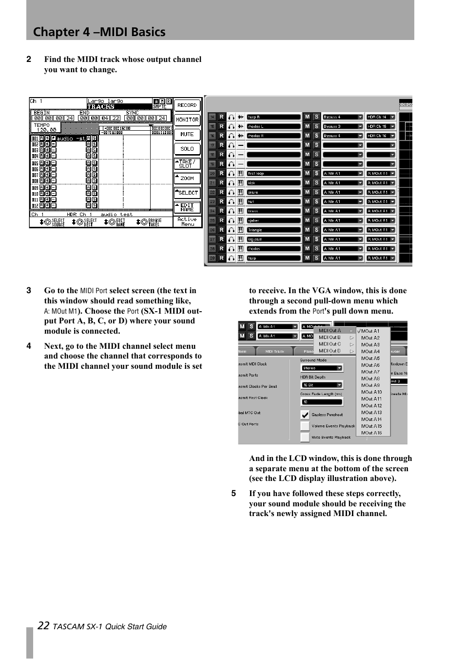 Chapter 4 –midi basics | Teac SX-1 Quick Start Guide User Manual | Page 22 / 38