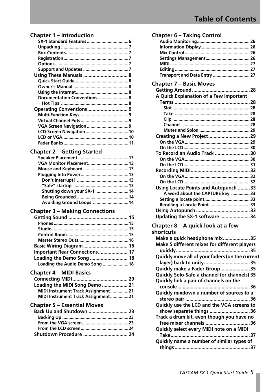 Teac SX-1 Quick Start Guide User Manual | Page 5 / 38