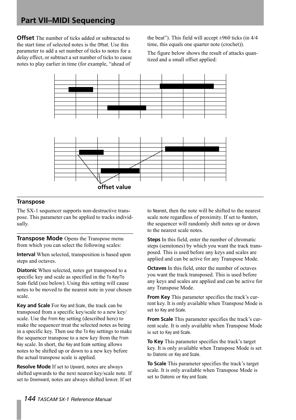 Transpose, Part vii–midi sequencing | Teac SX-1 Reference Manual User Manual | Page 144 / 213