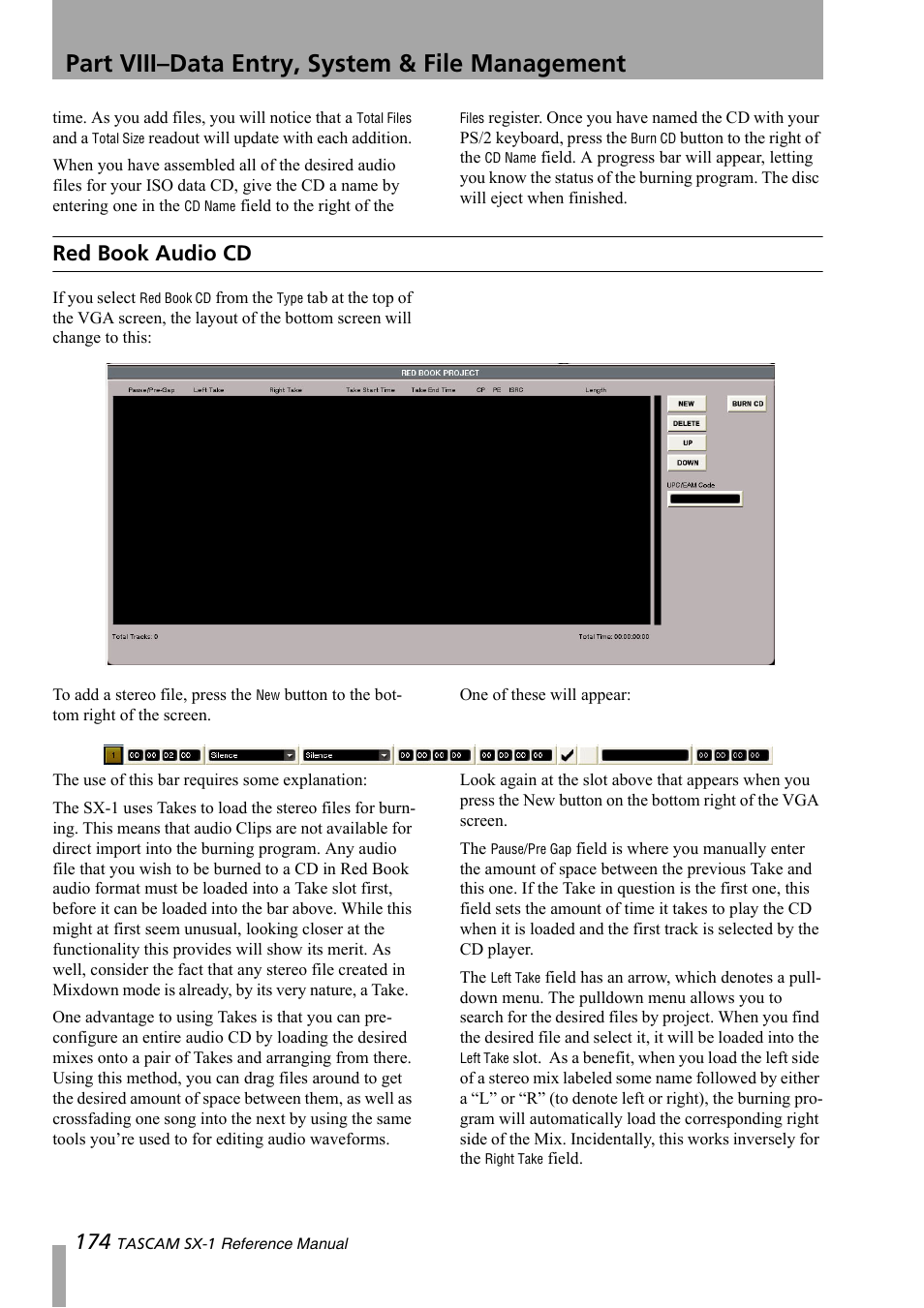 Red book audio cd, Part viii–data entry, system & file management | Teac SX-1 Reference Manual User Manual | Page 174 / 213