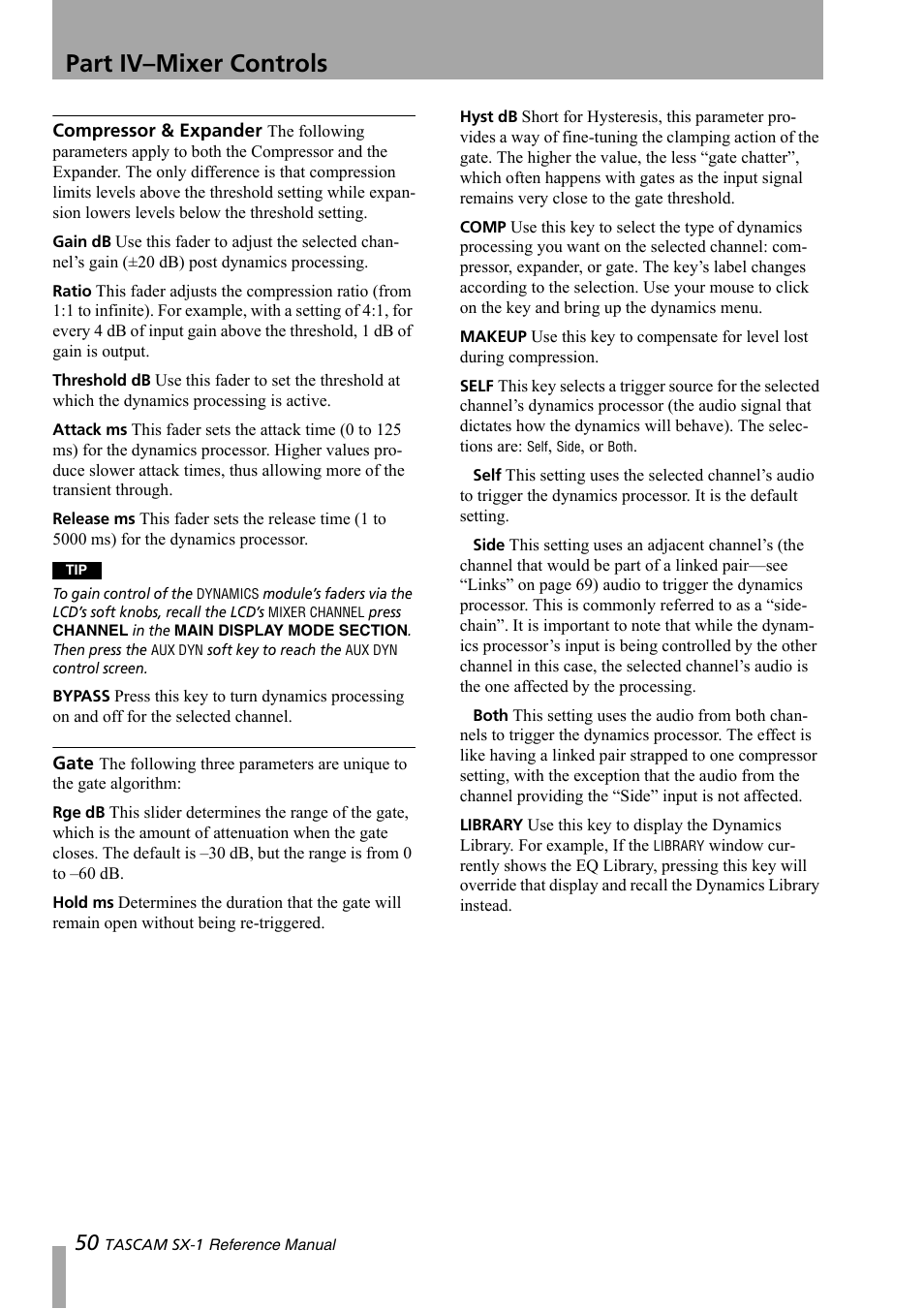 Part iv–mixer controls | Teac SX-1 Reference Manual User Manual | Page 50 / 213