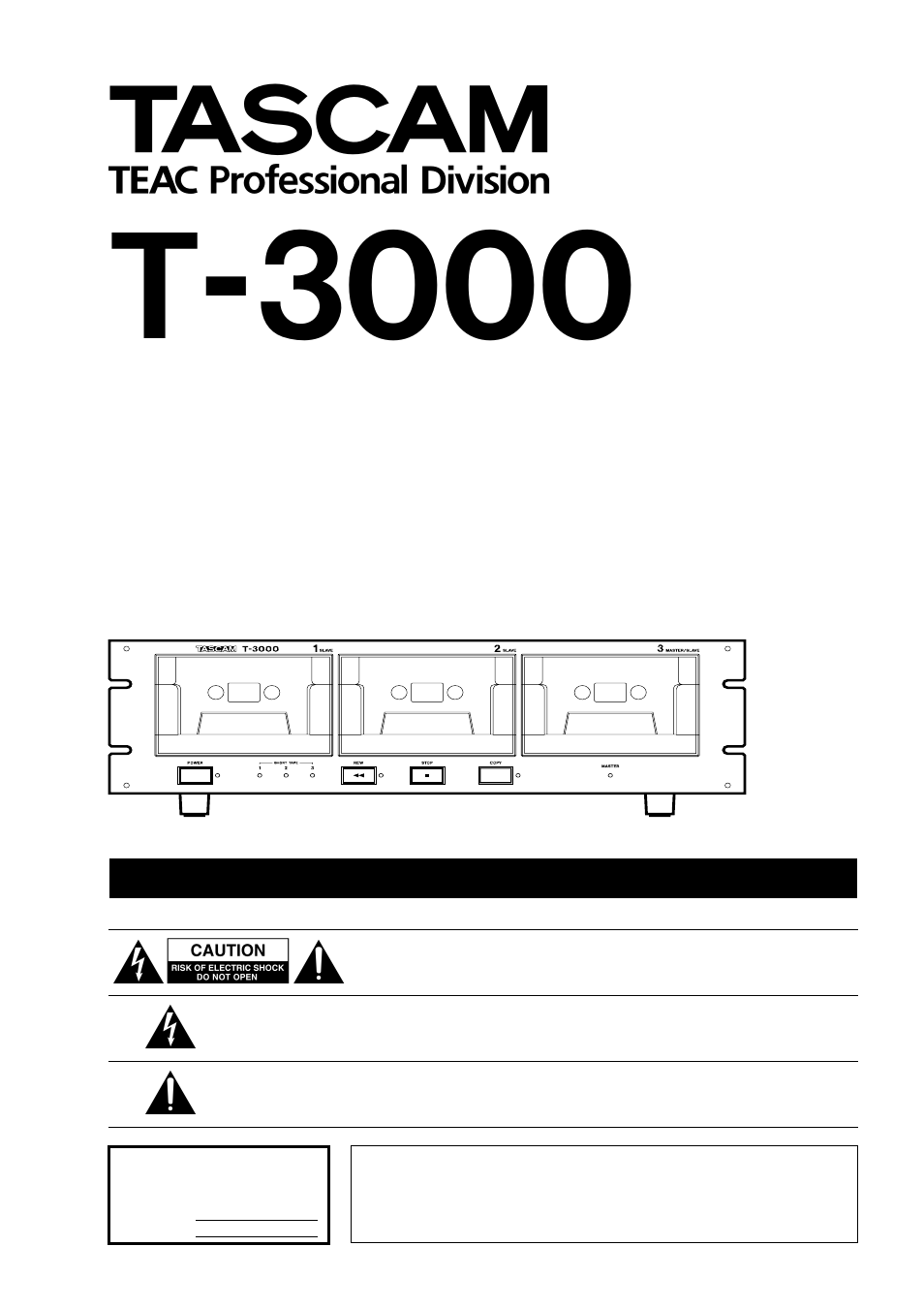 Teac T-3000 User Manual | 8 pages