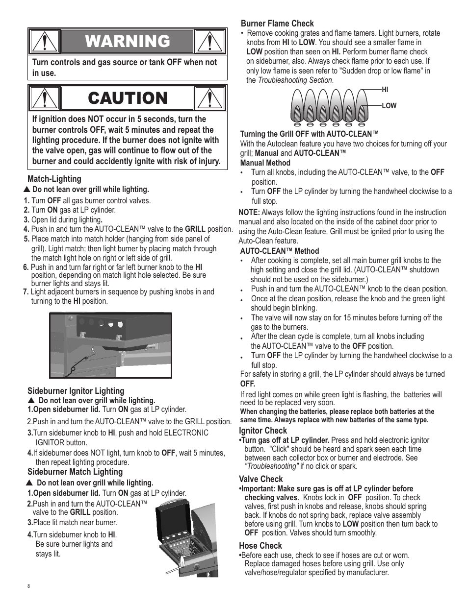 Caution, Warning | Char-Broil 463263110 User Manual | Page 8 / 32