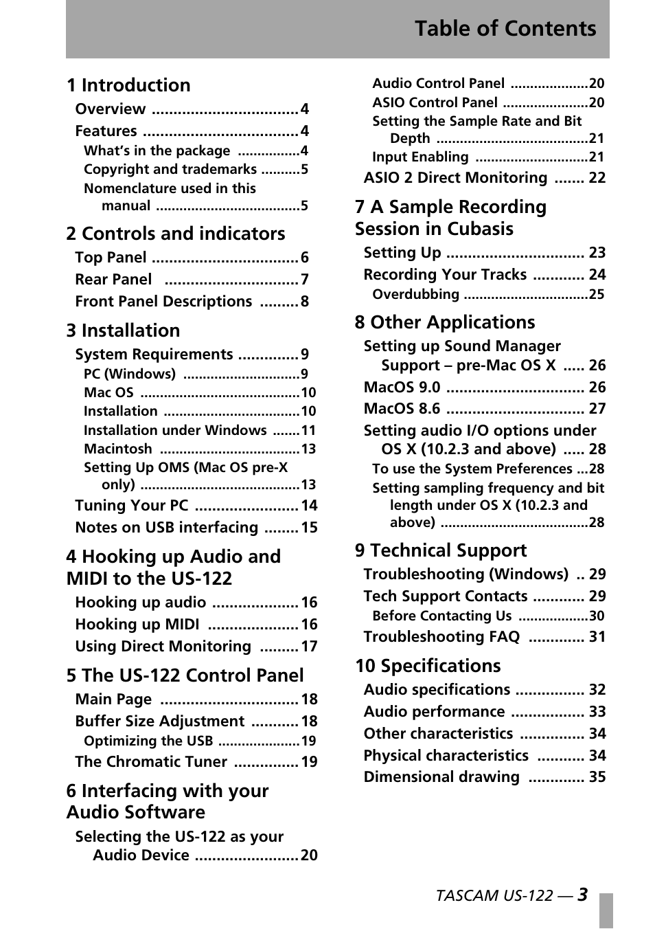 Teac US-122 User Manual | Page 3 / 36