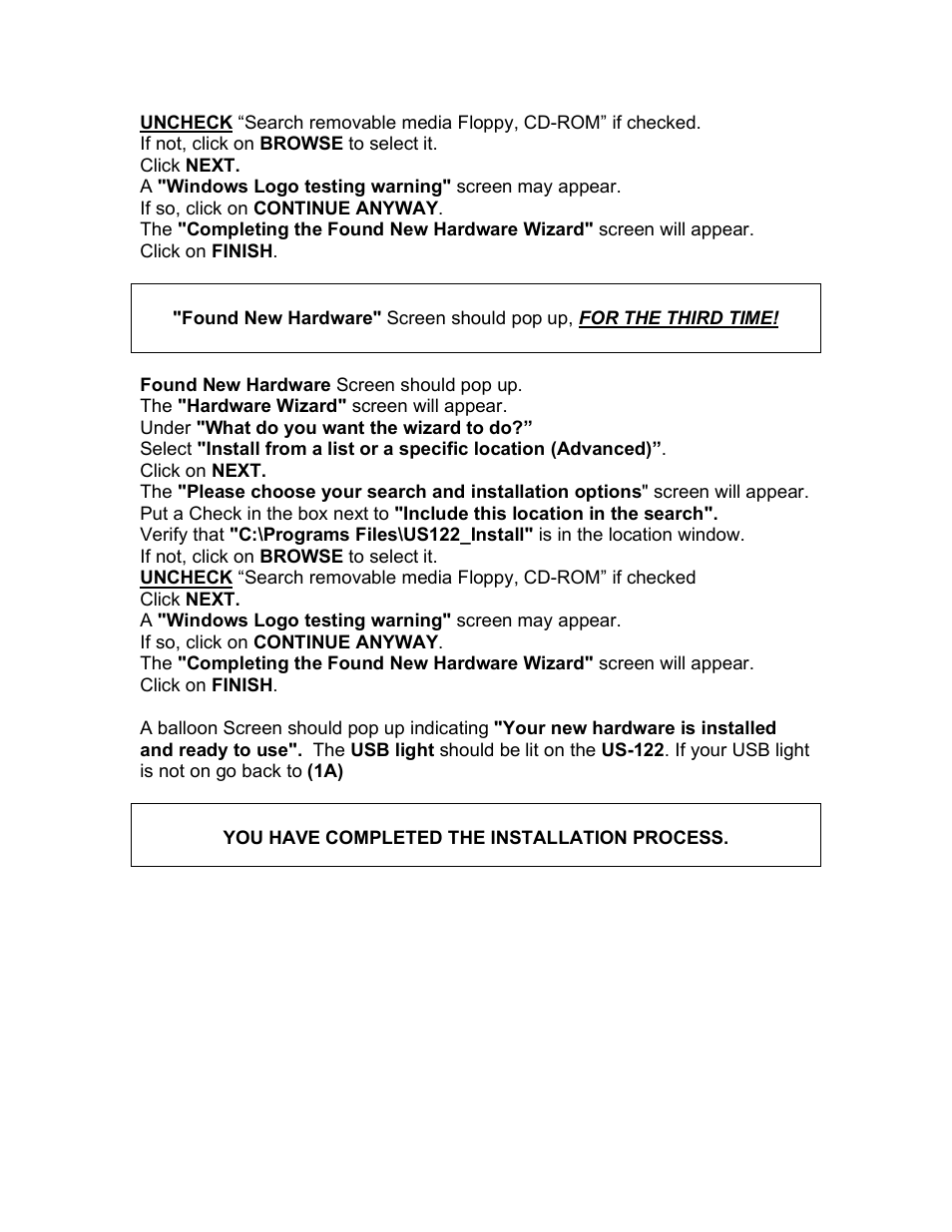 Teac US-122 CD Installation User Manual | Page 3 / 3