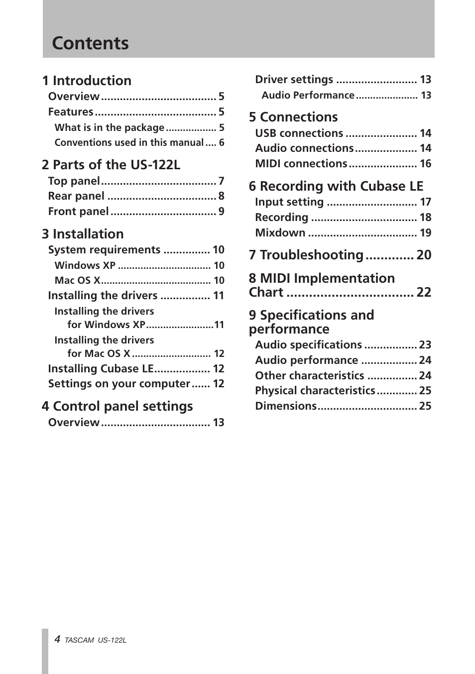 Teac US-122L User Manual | Page 4 / 28