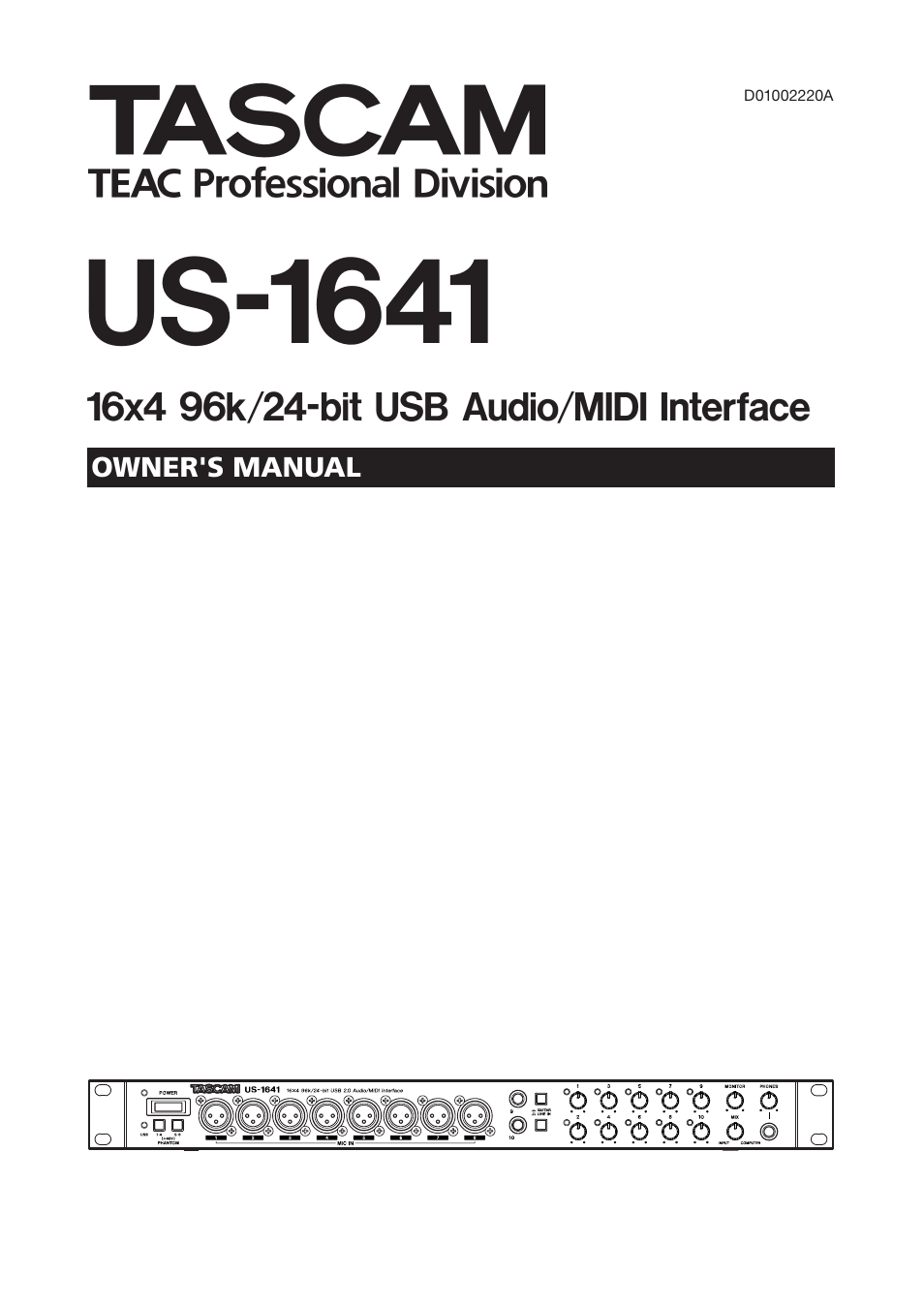 Teac US-1641 User Manual | 28 pages