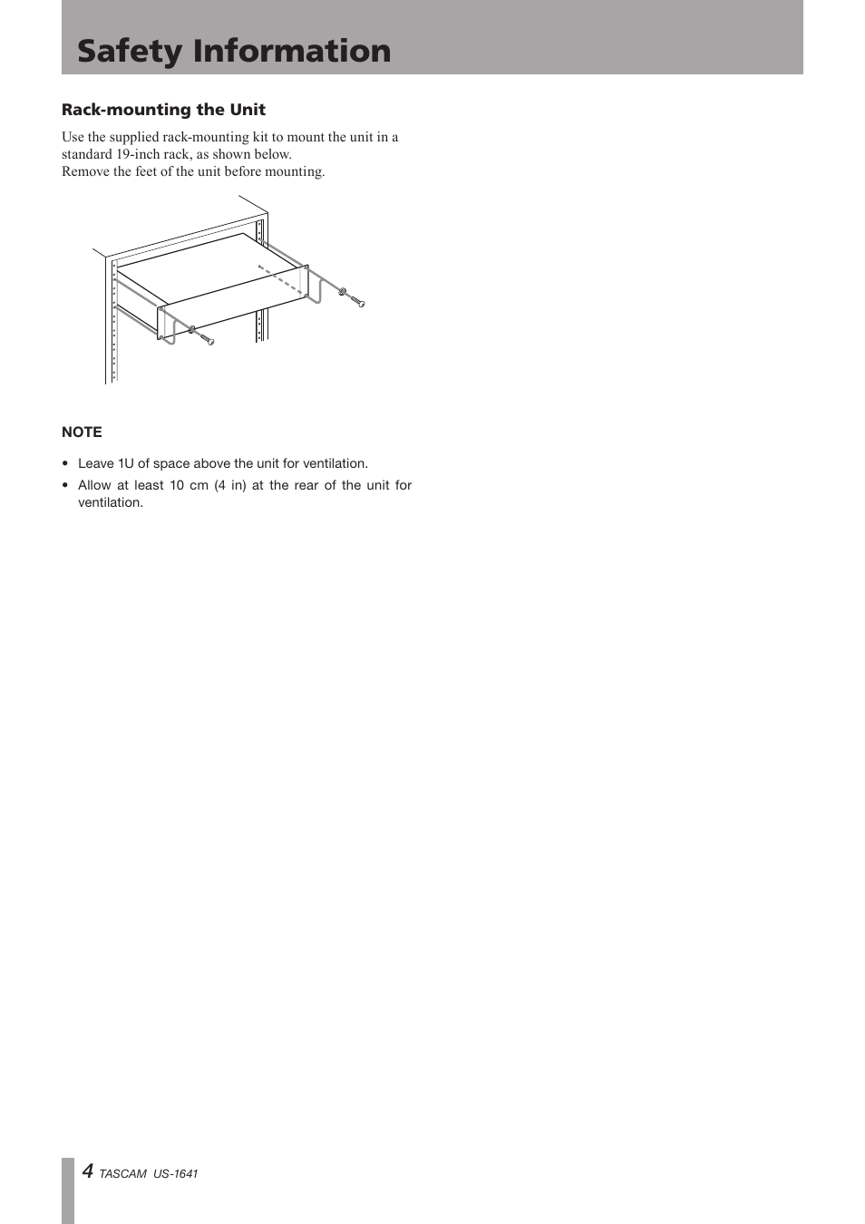 Safety information | Teac US-1641 User Manual | Page 4 / 28