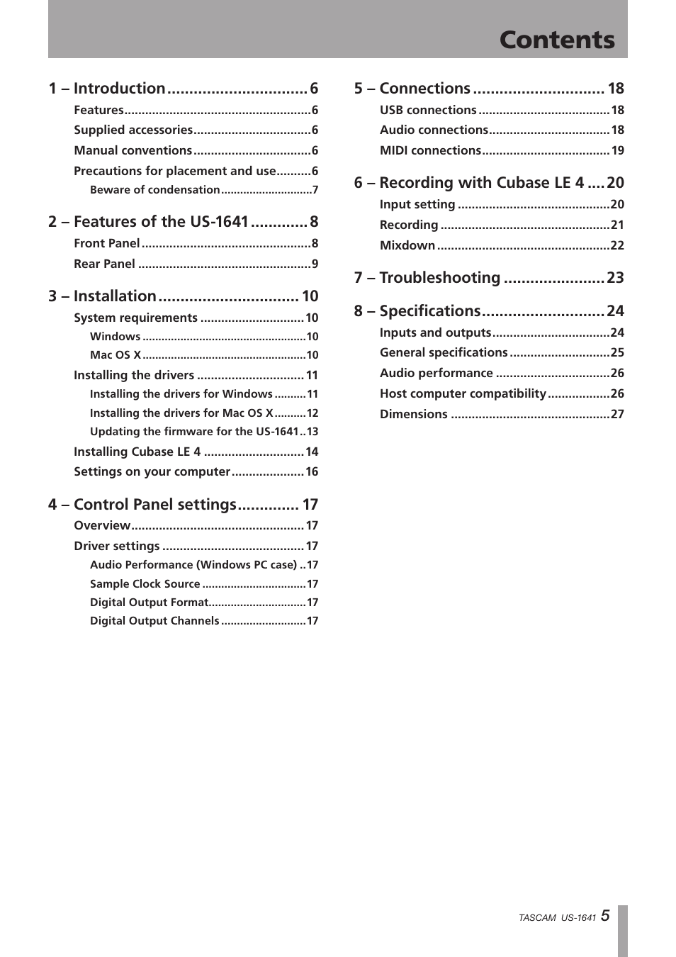 Teac US-1641 User Manual | Page 5 / 28