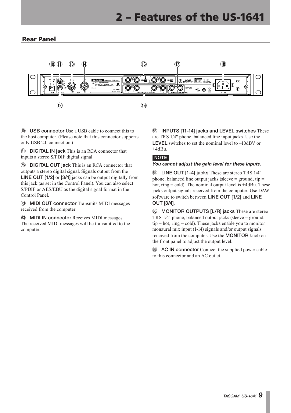 Rear panel, Important safety instructions | Teac US-1641 User Manual | Page 9 / 28