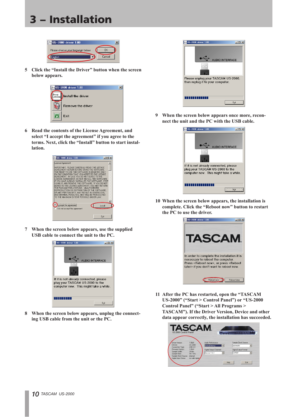 3 − installation | Teac US-2000 User Manual | Page 10 / 24