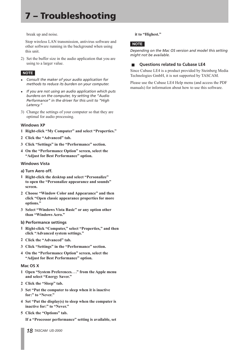 7 – troubleshooting | Teac US-2000 User Manual | Page 18 / 24