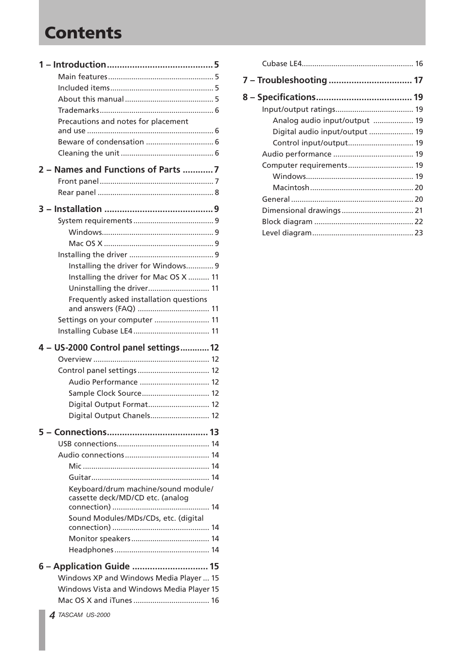 Teac US-2000 User Manual | Page 4 / 24