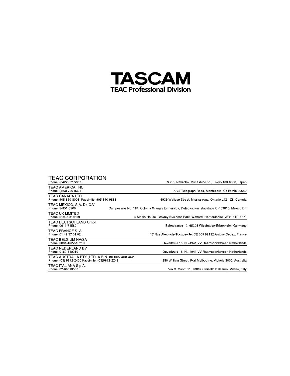 Us-224 | Teac US-224 User Manual | Page 44 / 44