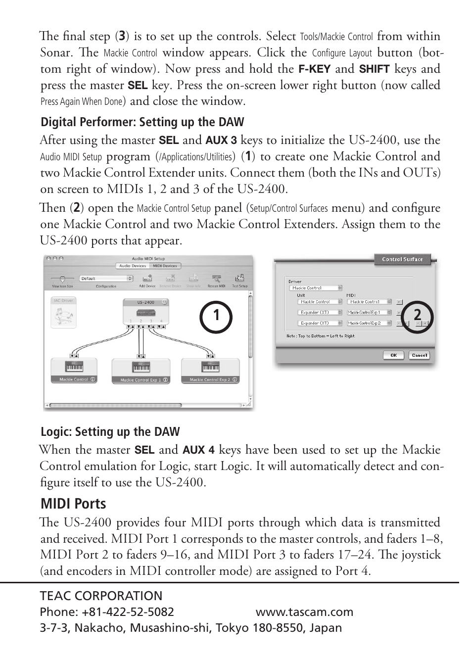 Midi ports | Teac US-2400 Quick Start User Manual | Page 4 / 4