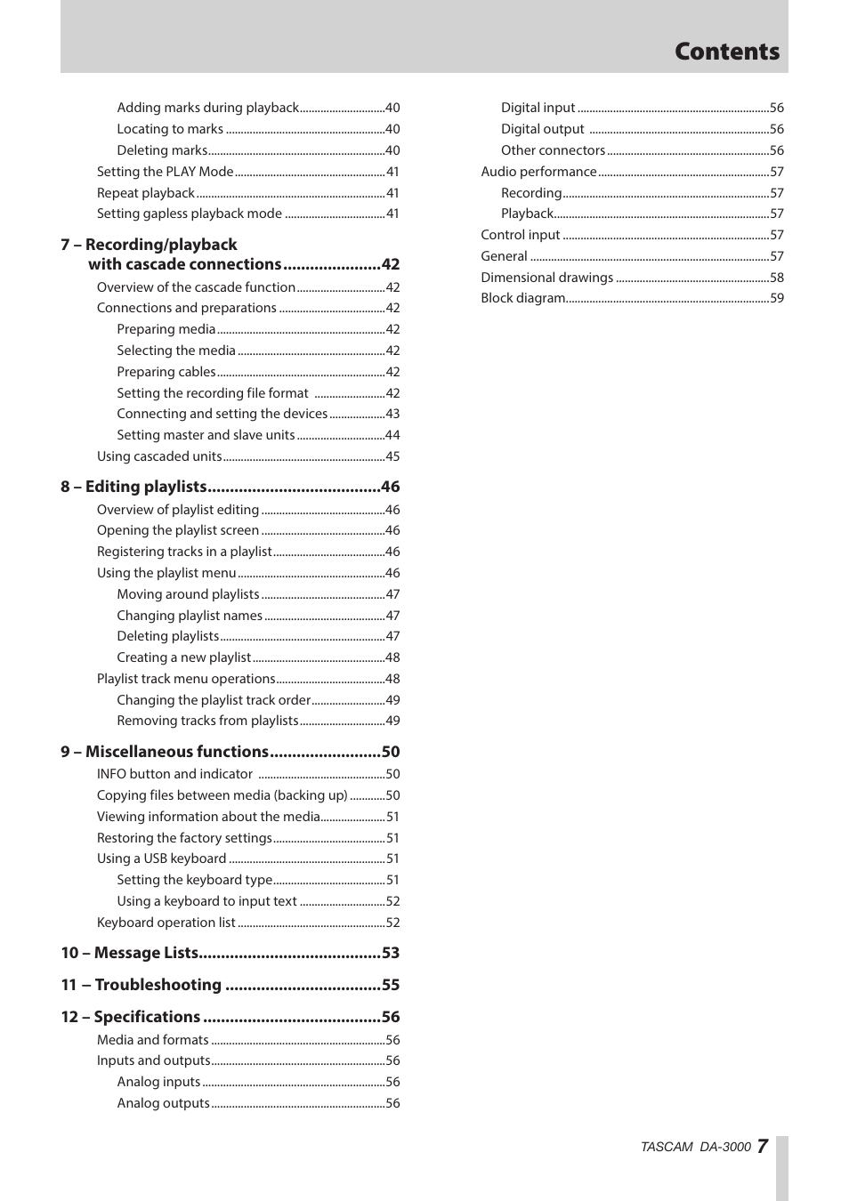 Teac DA-3000 User Manual | Page 7 / 60