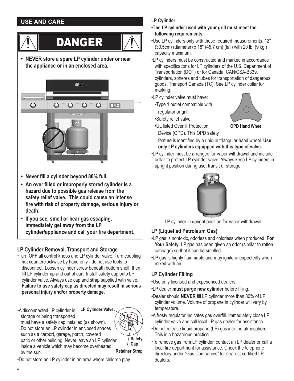 Danger | Char-Broil 463250510 User Manual | Page 4 / 28