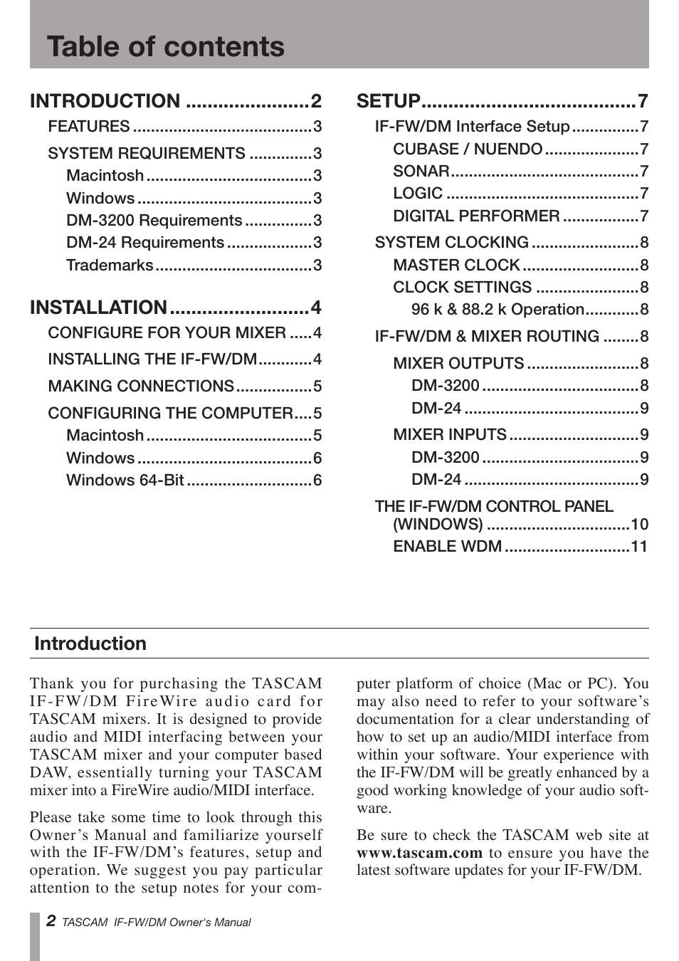 Teac IF-FW/DM User Manual | Page 2 / 12