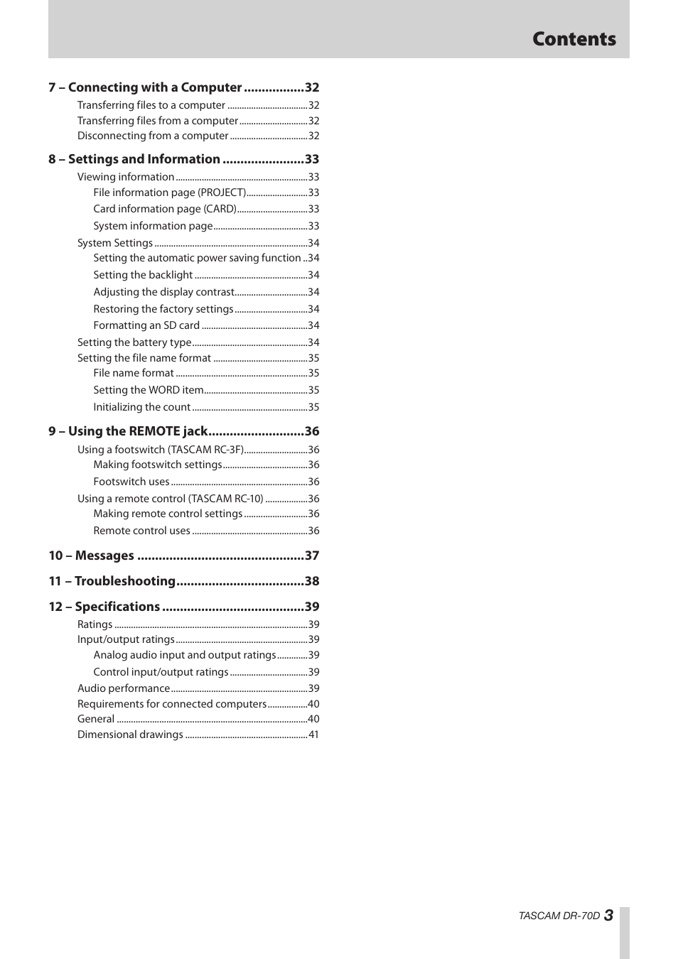 Teac DR-70D Reference Manual User Manual | Page 3 / 42